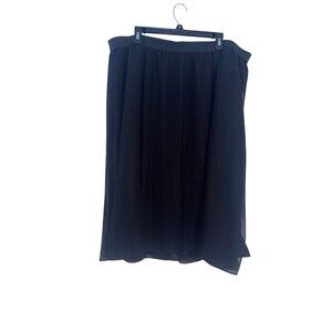 Catherines Black Plus Size 2X 22/24W Elastic Waist Chiffon Midi Skirt With Soft